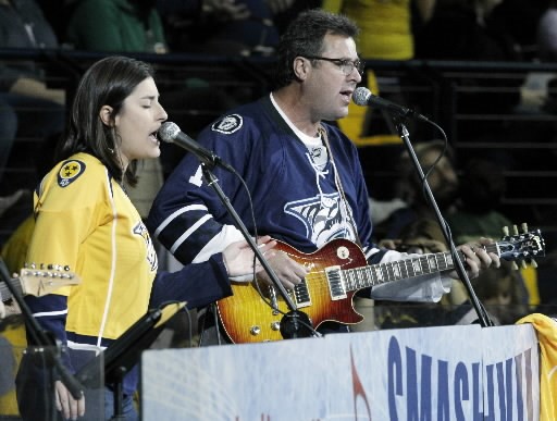VINCE GILL WITH DAUGHTER JENNY PERFORM AT PREDATORS GAME