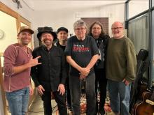 L-R JP LeBlanc, producer Colin Linden, engineer Mike Stankiewic,  Larry LeBlanc, bass player educator producer David Santos, and  drummer Bryan Owings.