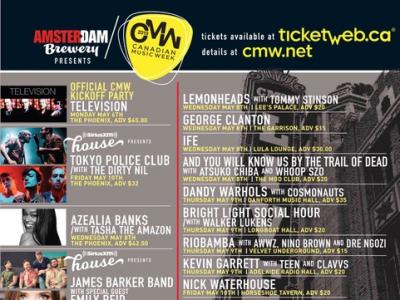 CMW Announces James Barker Band, Azaelia Banks, Tasha The Amazon, Emily Reid, Television And More